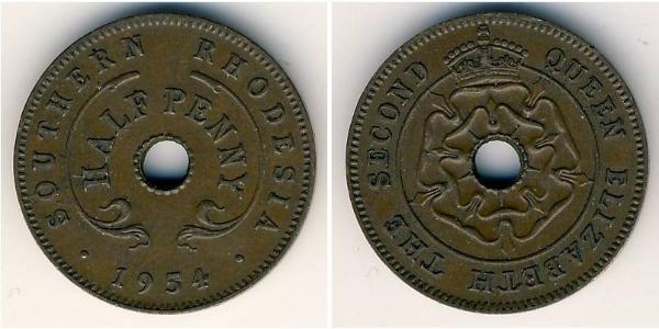 1/2 Penny Southern Rhodesia (1923-1980) Bronze Elizabeth II (1926-2022)