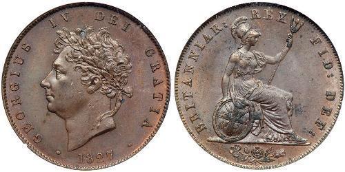 1/2 Penny Vereinigtes Königreich von Großbritannien und Irland (1801-1922) Bronze Georg IV (1762-1830)