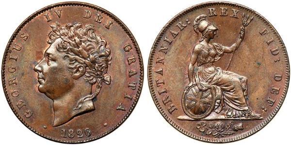 1/2 Penny Vereinigtes Königreich von Großbritannien und Irland (1801-1922) Bronze Georg IV (1762-1830)