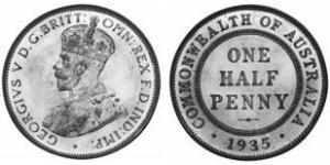 1/2 Penny Australia (1788 - 1939) Bronzo Giorgio V (1865-1936)