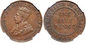 1/2 Penny Australia (1788 - 1939) Bronzo Giorgio V (1865-1936)