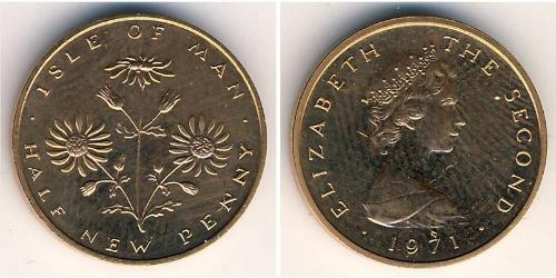 1/2 Penny Isola di Man Bronzo Elisabetta II (1926-2022)