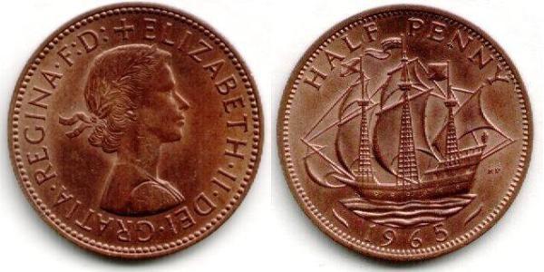 1/2 Penny Regno Unito (1922-) Bronzo Elisabetta II (1926-2022)