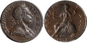 1/2 Penny Regno Unito di Gran Bretagna (1707-1801) Bronzo Giorgio III (1738-1820)