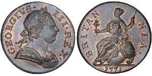 1/2 Penny Regno Unito di Gran Bretagna (1707-1801) Bronzo Giorgio III (1738-1820)