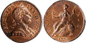 1/2 Penny Regno Unito di Gran Bretagna (1707-1801) Bronzo Giorgio III (1738-1820)