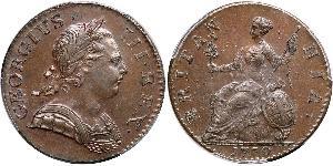 1/2 Penny Regno Unito di Gran Bretagna (1707-1801) Bronzo Giorgio III (1738-1820)