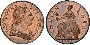 1/2 Penny Regno Unito di Gran Bretagna (1707-1801) Bronzo Giorgio III (1738-1820)