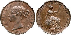 1/2 Penny Regno Unito di Gran Bretagna e Irlanda (1801-1922) Bronzo Vittoria (1819 - 1901)