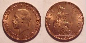 1/2 Penny Regno Unito di Gran Bretagna e Irlanda (1801-1922) Bronzo Giorgio V (1865-1936)