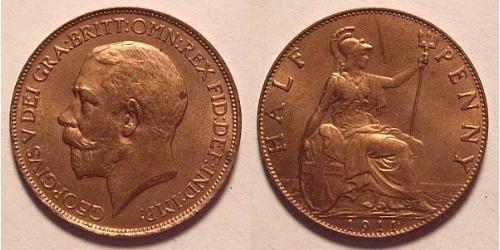 1/2 Penny Regno Unito di Gran Bretagna e Irlanda (1801-1922) Bronzo Giorgio V (1865-1936)