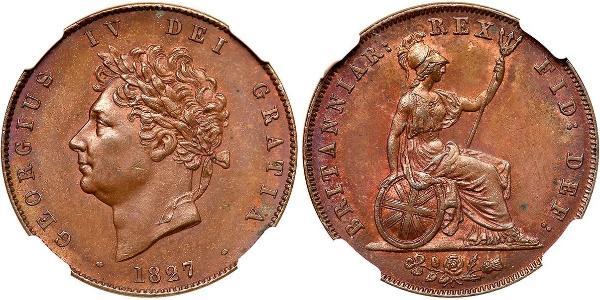 1/2 Penny Regno Unito di Gran Bretagna e Irlanda (1801-1922) Bronzo Giorgio IV (1762-1830)