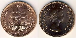 1/2 Penny Sudafrica Bronzo Elisabetta II (1926-2022)