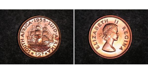 1/2 Penny Sudafrica Bronzo Elisabetta II (1926-2022)