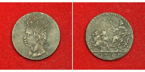 1/2 Penny Barbados Cobre 