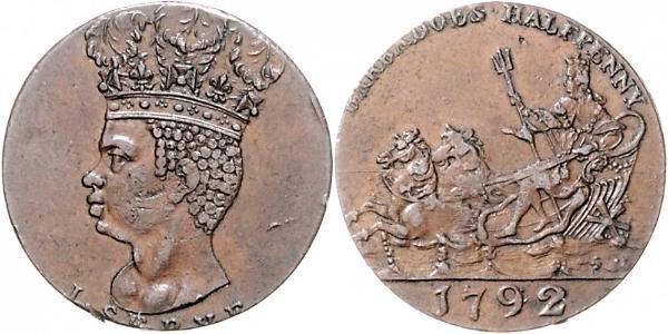 1/2 Penny Barbados Cobre 