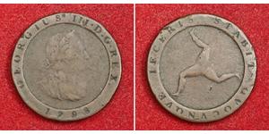 1/2 Penny Isla de Man Cobre Jorge III (1738-1820)