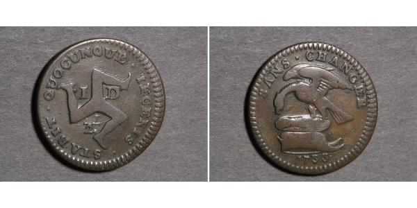 1/2 Penny Isla de Man Cobre 
