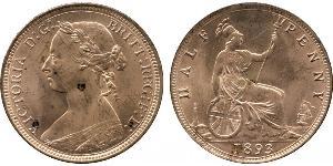 1/2 Penny Reino Unido Cobre Victoria (1819 - 1901)