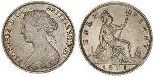 1/2 Penny Reino Unido Cobre Victoria (1819 - 1901)