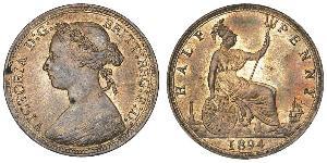 1/2 Penny Reino Unido Cobre Victoria (1819 - 1901)