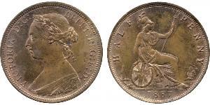 1/2 Penny Reino Unido Cobre Victoria (1819 - 1901)