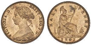 1/2 Penny Reino Unido Cobre Victoria (1819 - 1901)