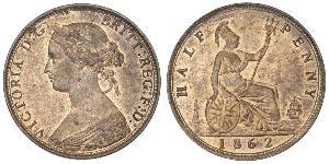 1/2 Penny Reino Unido Cobre Victoria (1819 - 1901)