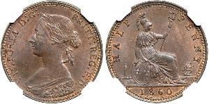 1/2 Penny Reino Unido Cobre Victoria (1819 - 1901)