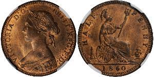 1/2 Penny Reino Unido Cobre Victoria (1819 - 1901)