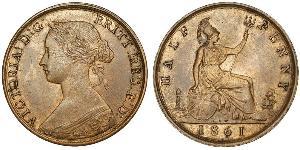 1/2 Penny Reino Unido Cobre Victoria (1819 - 1901)