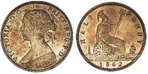 1/2 Penny Reino Unido Cobre Victoria (1819 - 1901)