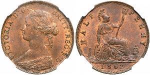 1/2 Penny Reino Unido Cobre Victoria (1819 - 1901)