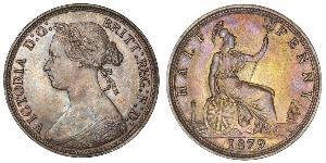 1/2 Penny Reino Unido Cobre Victoria (1819 - 1901)