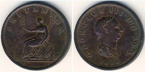 1/2 Penny Reino Unido Cobre 