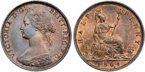 1/2 Penny Reino Unido Cobre Victoria (1819 - 1901)