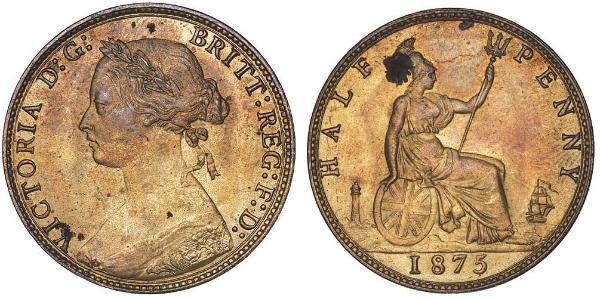 1/2 Penny Reino Unido Cobre Victoria (1819 - 1901)