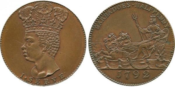 1/2 Penny Barbados Copper 