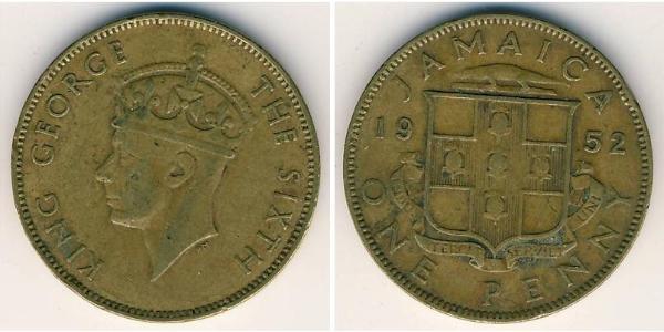 1/2 Penny Jamaika (1962 - ) Messing/Nickel Georg VI (1895-1952)