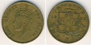 1/2 Penny Giamaica (1962 - ) Ottone/Nichel Giorgio VI (1895-1952)