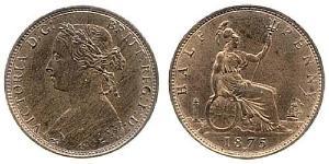 1/2 Penny Regno Unito  Rame Vittoria (1819 - 1901)