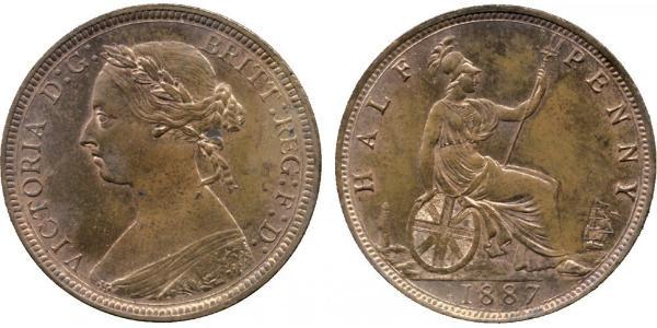 1/2 Penny Regno Unito  Rame Vittoria (1819 - 1901)