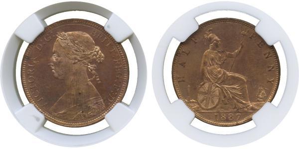 1/2 Penny Regno Unito  Rame Vittoria (1819 - 1901)