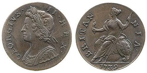 1/2 Penny Regno Unito di Gran Bretagna (1707-1801) Rame Giorgio II (1683-1760)