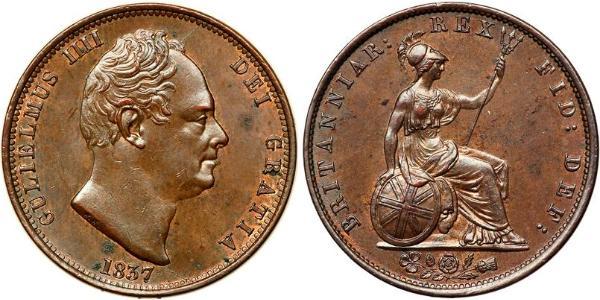 1/2 Penny Regno Unito di Gran Bretagna e Irlanda (1801-1922) Rame Guglielmo IV (1765-1837)