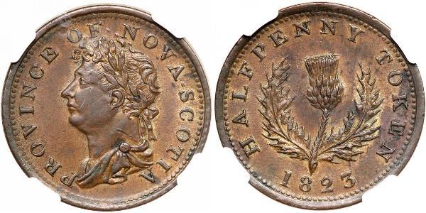 1/2 Penny 加拿大 銅 喬治四世 (1762-1830)