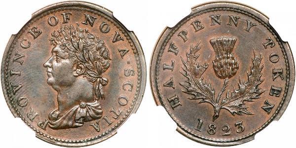 1/2 Penny 加拿大 銅 喬治四世 (1762-1830)