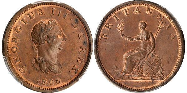 1/2 Penny 大不列颠及爱尔兰联合王国 (1801 - 1922) 銅 喬治三世 (1738-1820)