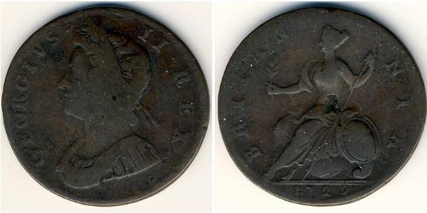 1/2 Penny 英国 銅 
