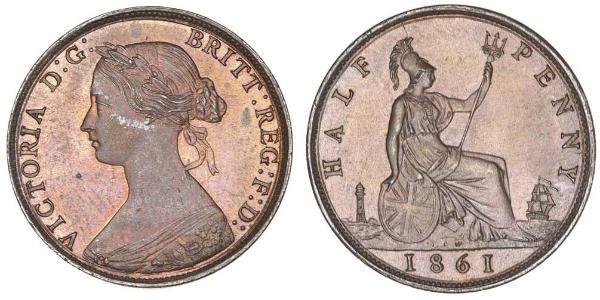 1/2 Penny 英国 銅 维多利亚 (英国君主)